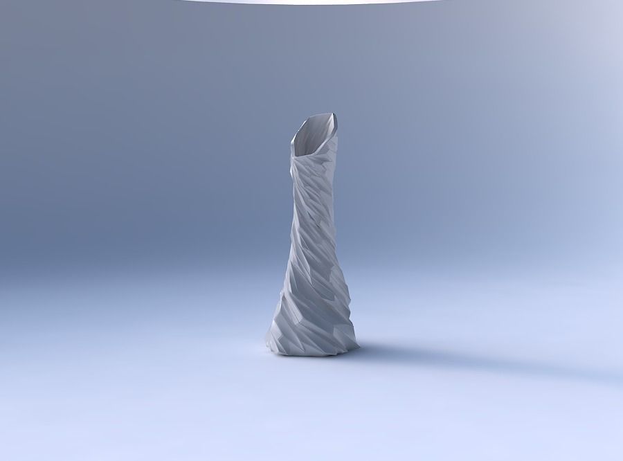 Vase twisted squeezed and bent hexagon with fine twisted orga... 3D print model_4