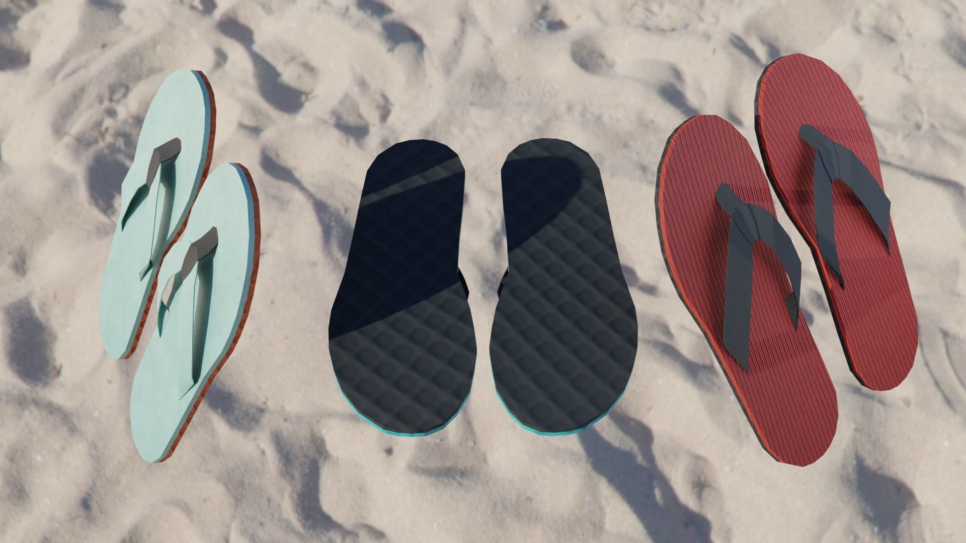 Flip Flops Low-poly 3D model_3