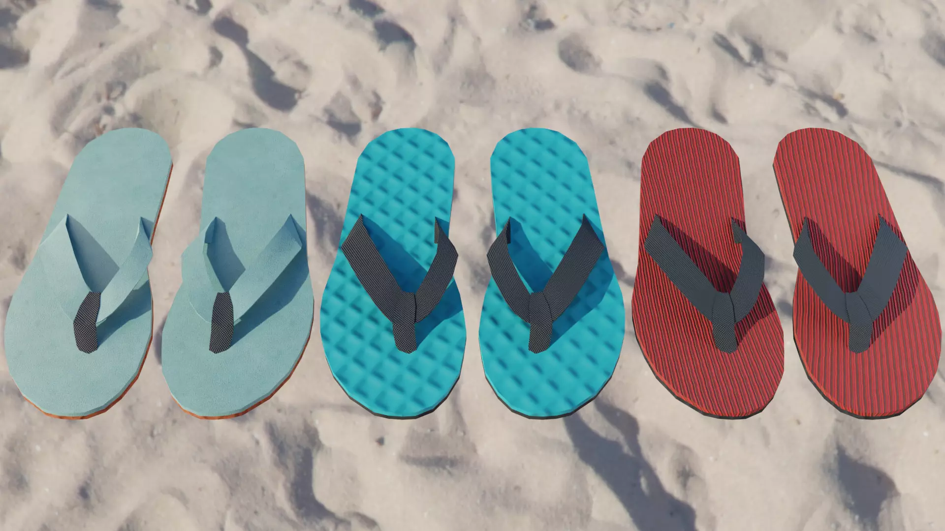 Flip Flops Low-poly 3D model_0