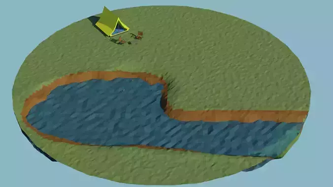 LOWPOLY map island with boat