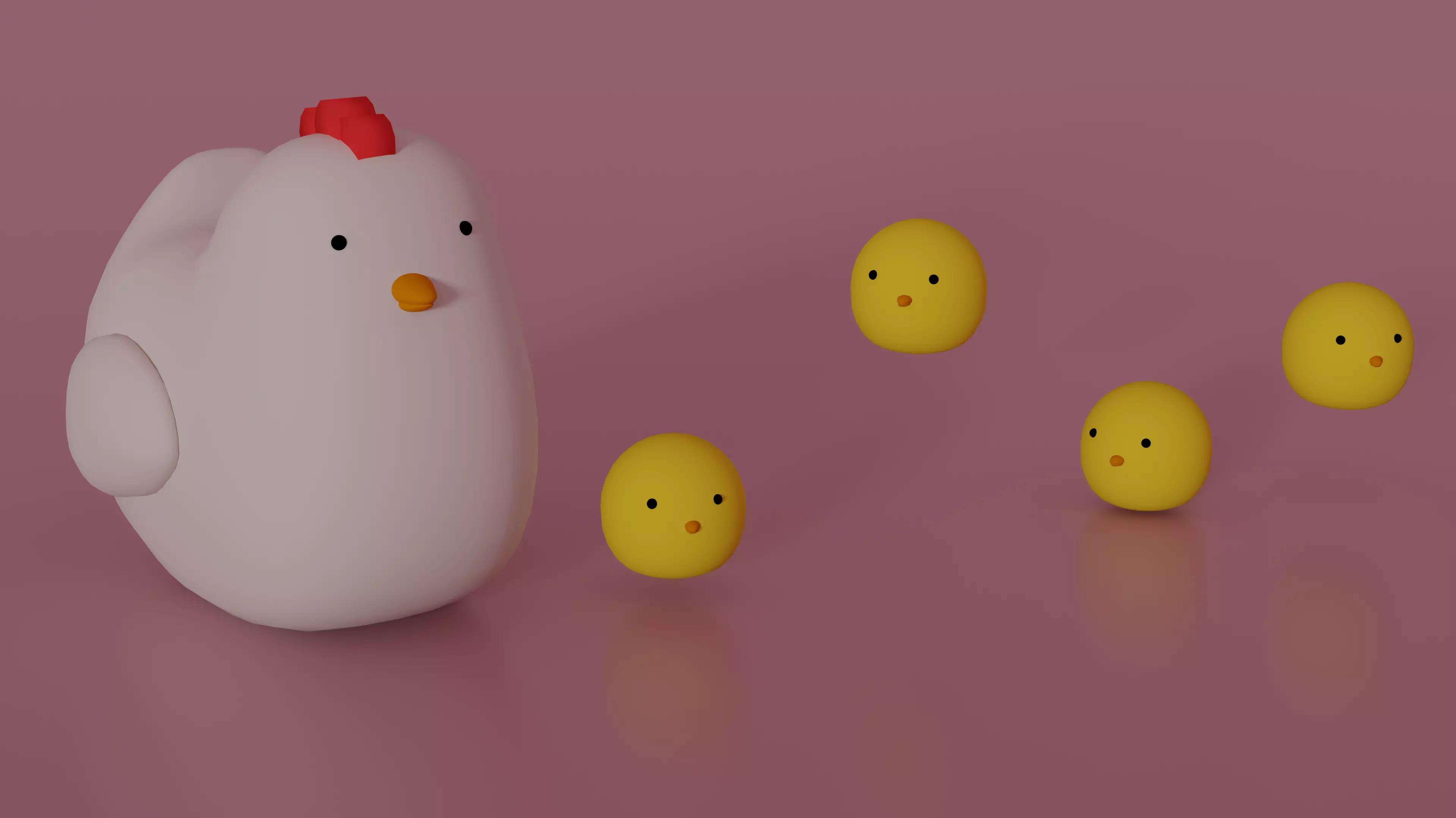 Stylized Cartoon Chicken and Chicks Free 3D model