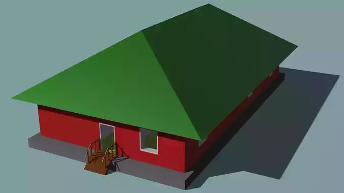 Low poly home house with roof