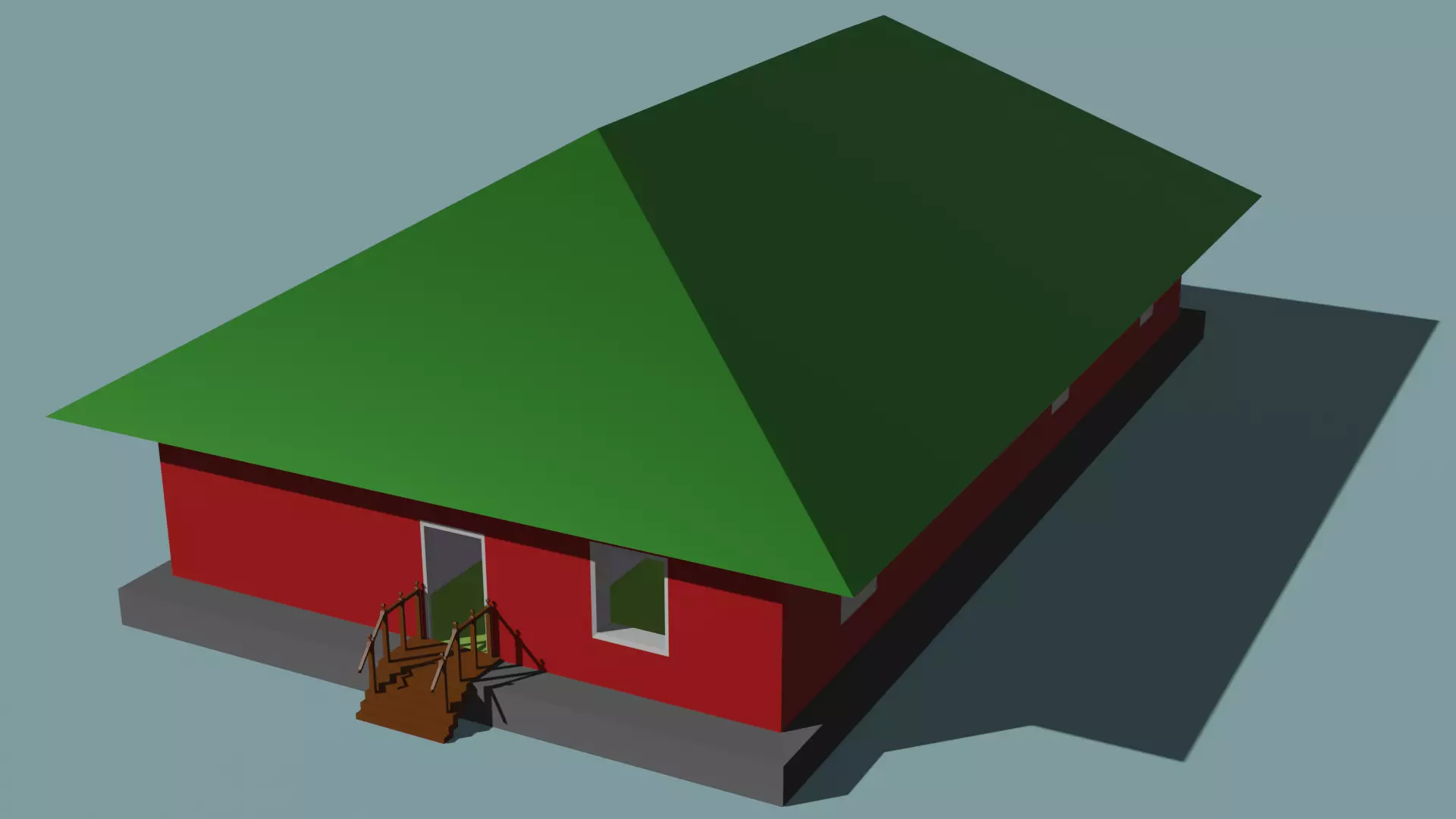 Low poly home house with roof Low-poly 3D model_0