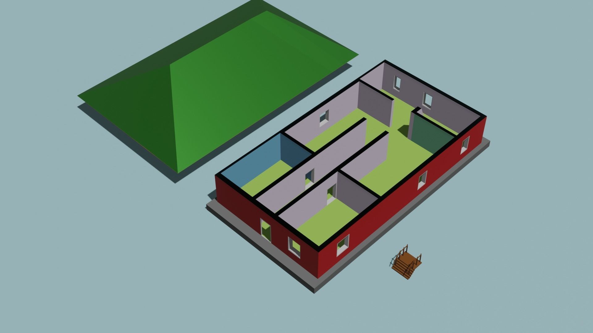 Low poly home house with roof Low-poly 3D model_1