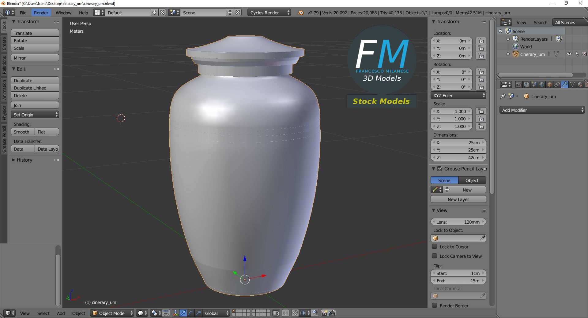Cinerary urn 3D model_9