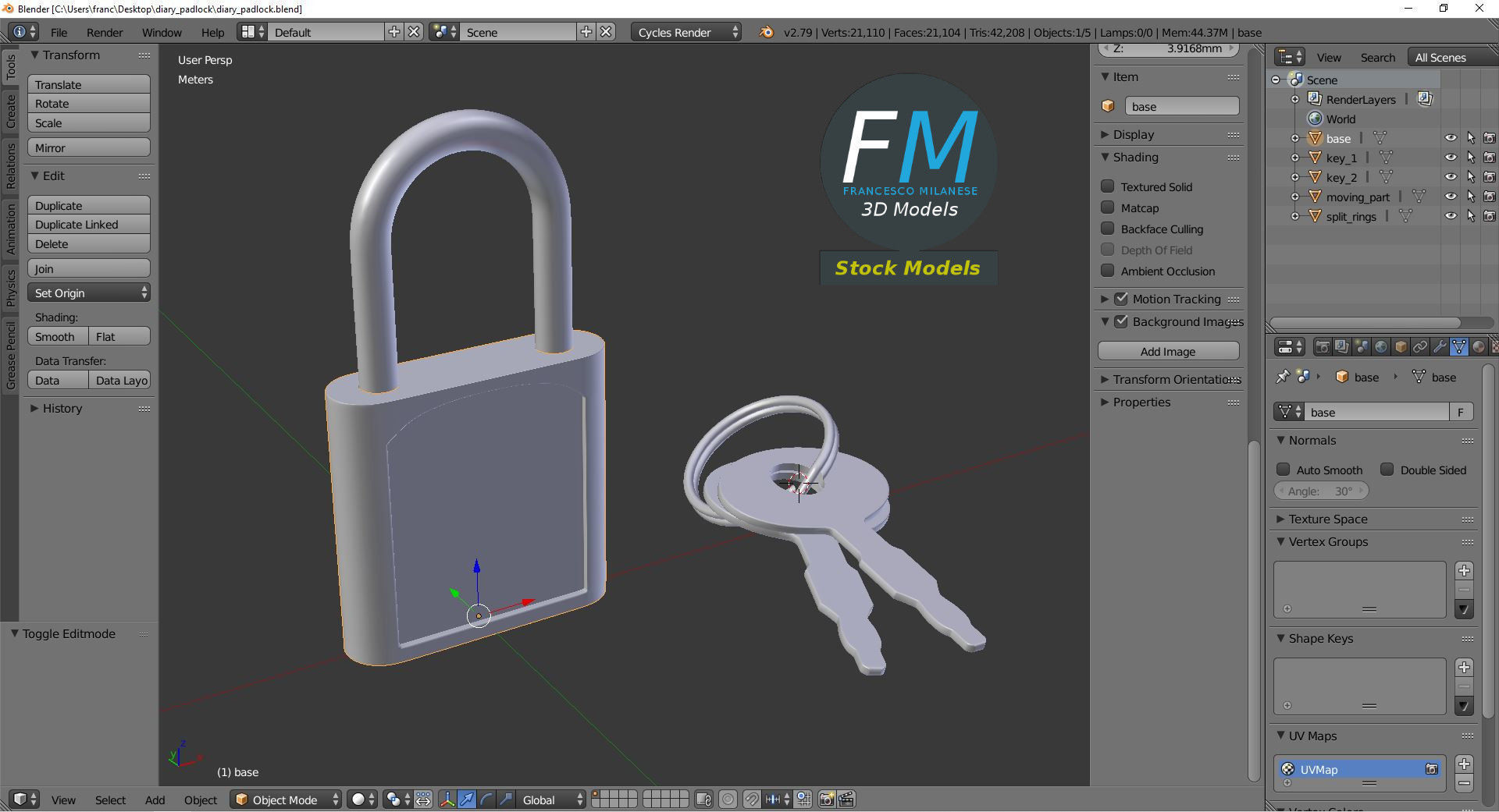 Diary padlock 3D model_9