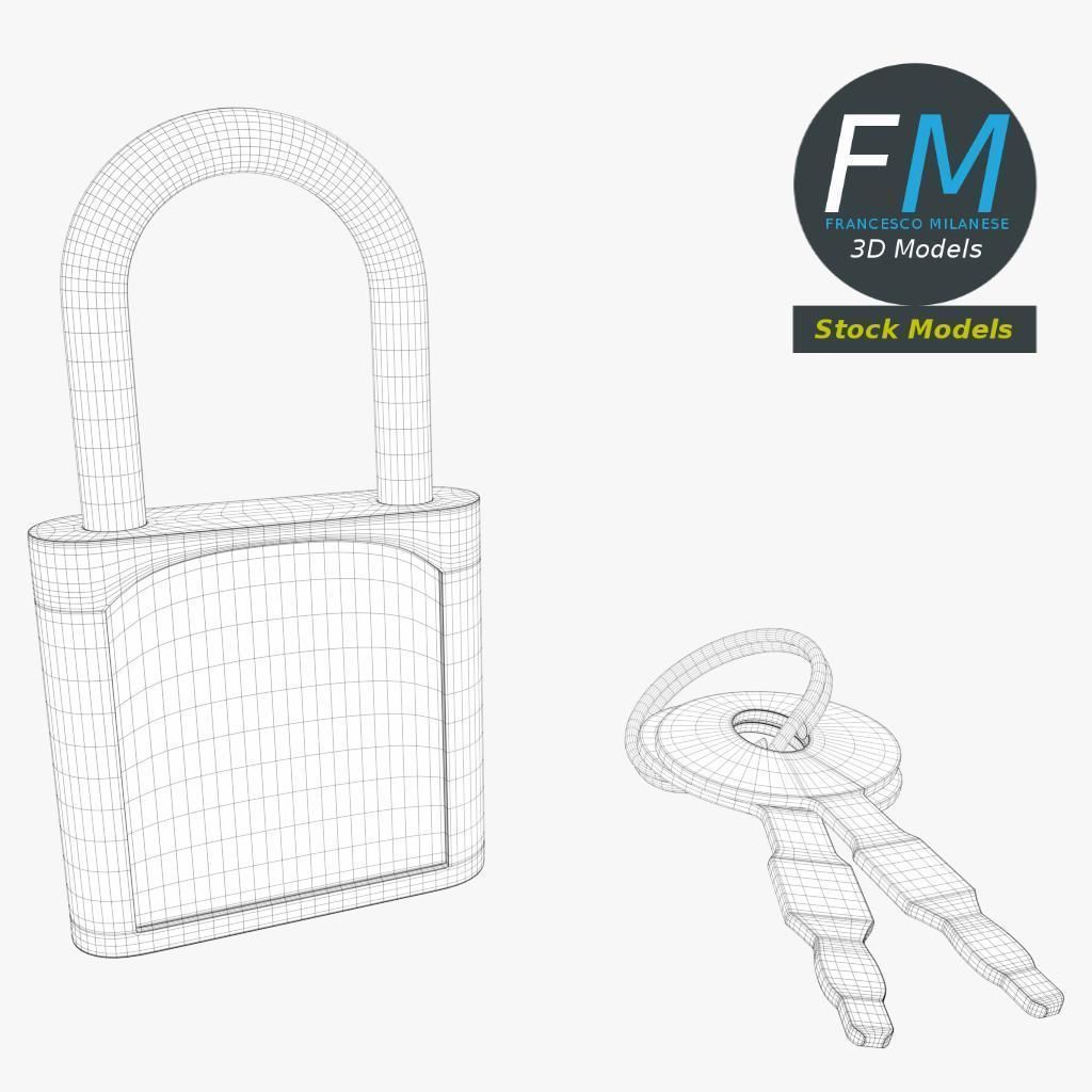 Diary padlock 3D model_7
