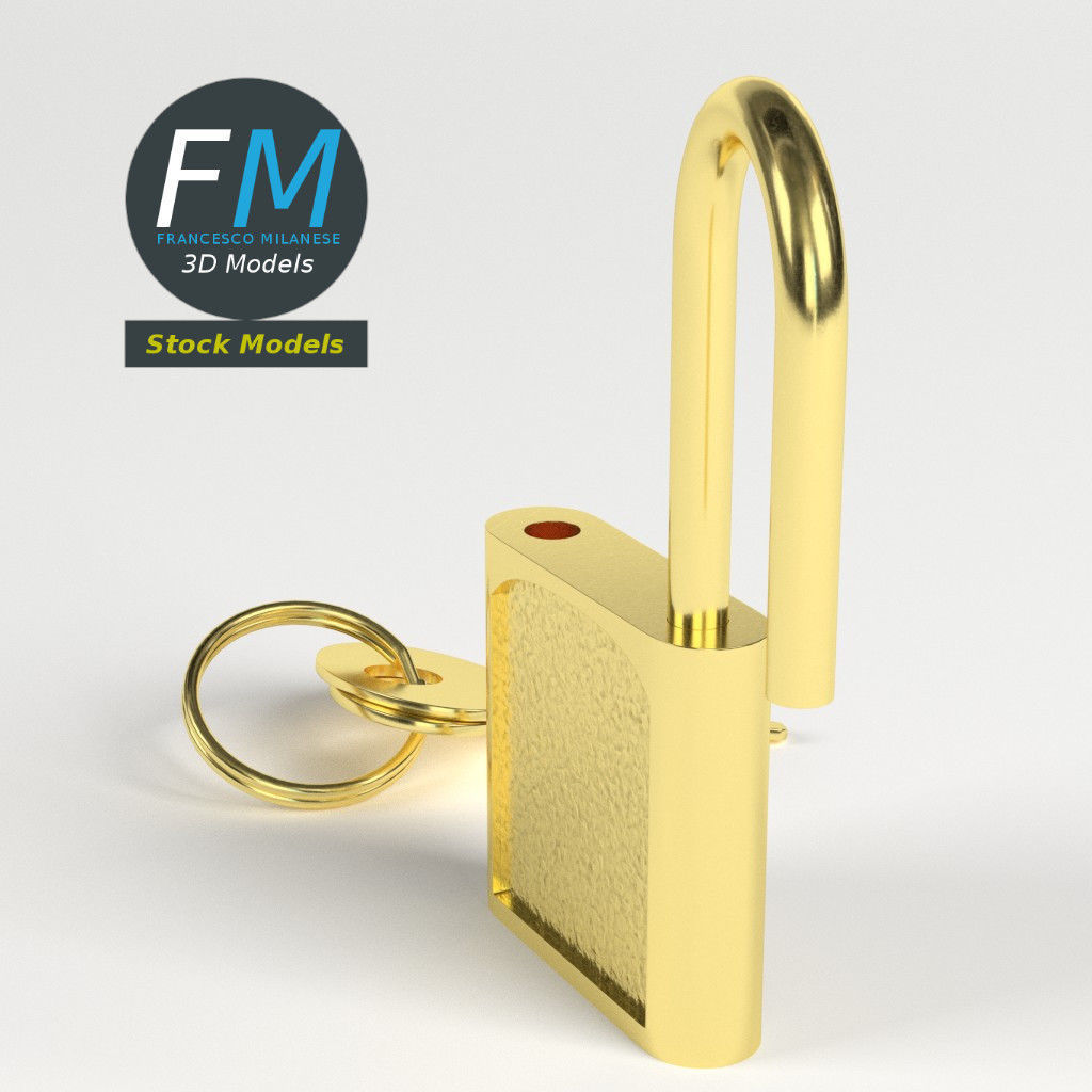 Diary padlock 3D model_4