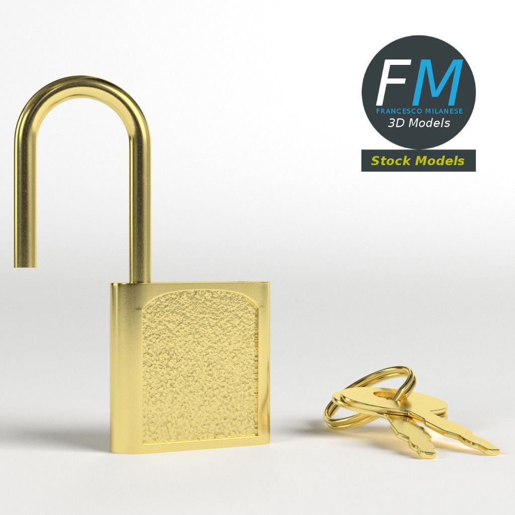 Diary padlock 3D model_3