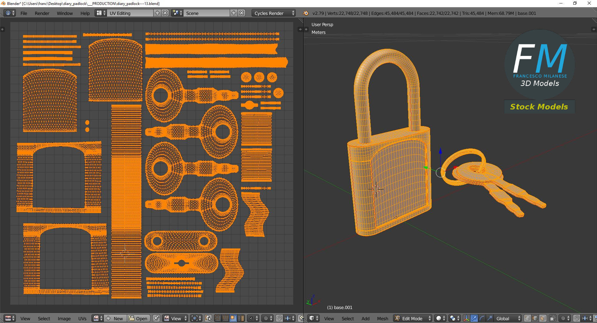 Diary padlock 3D model_10