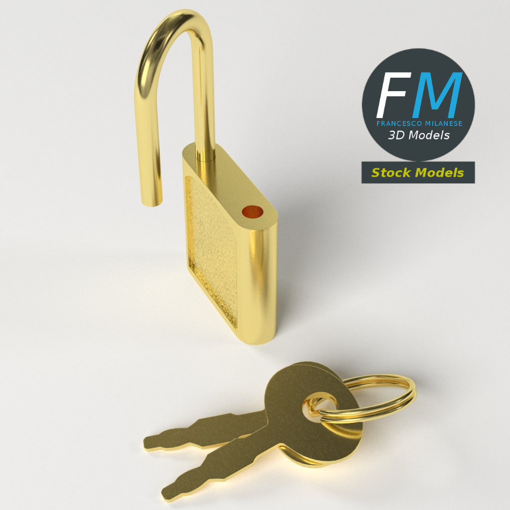 Diary padlock 3D model_5