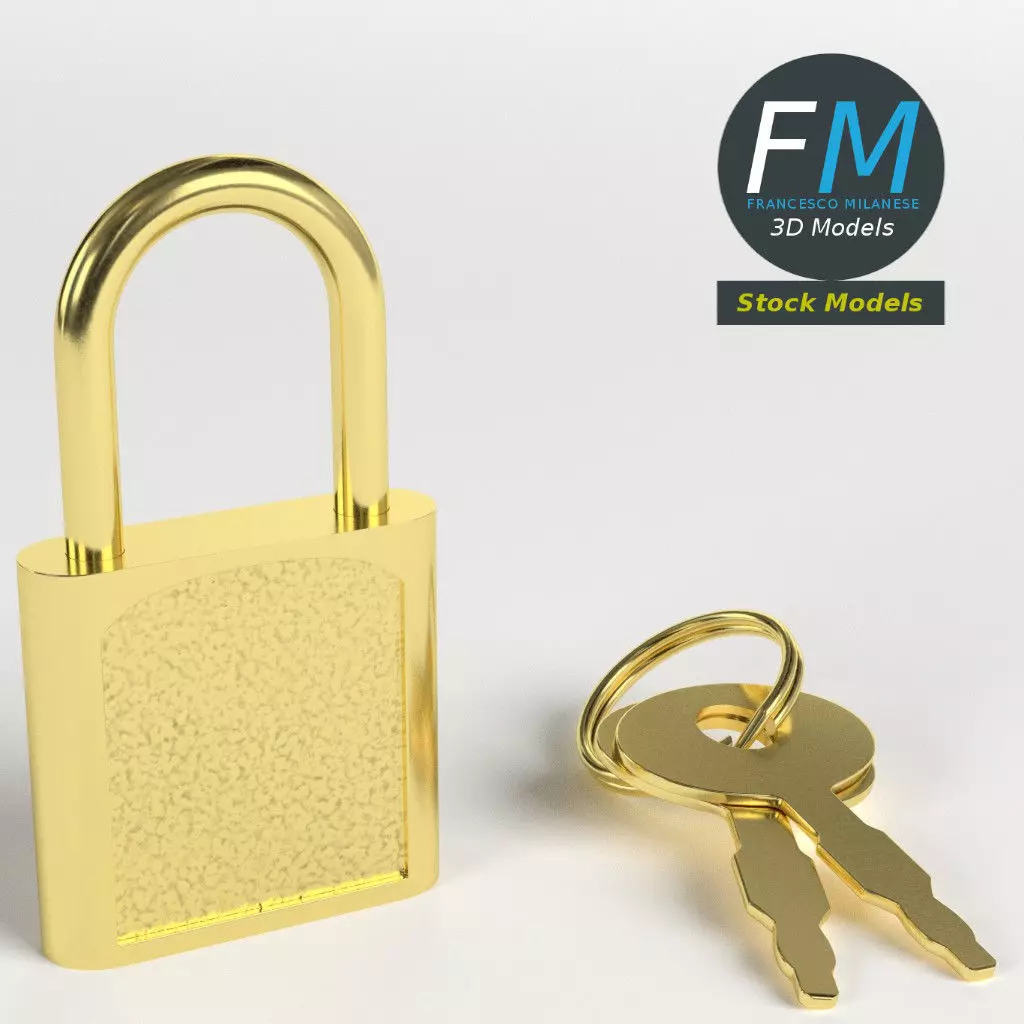 Diary padlock 3D model_0