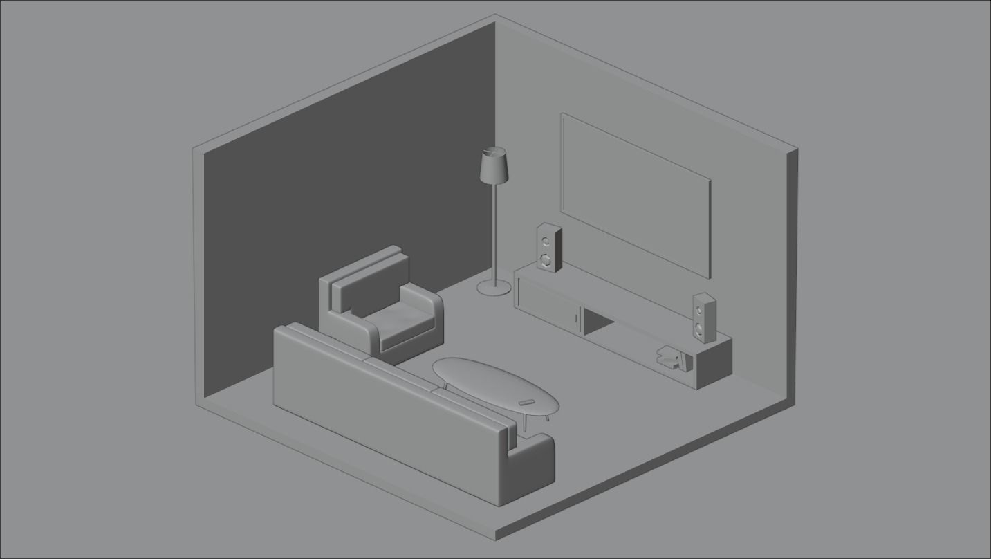 Low Poly Isometric Living Room Low-poly 3D model_3