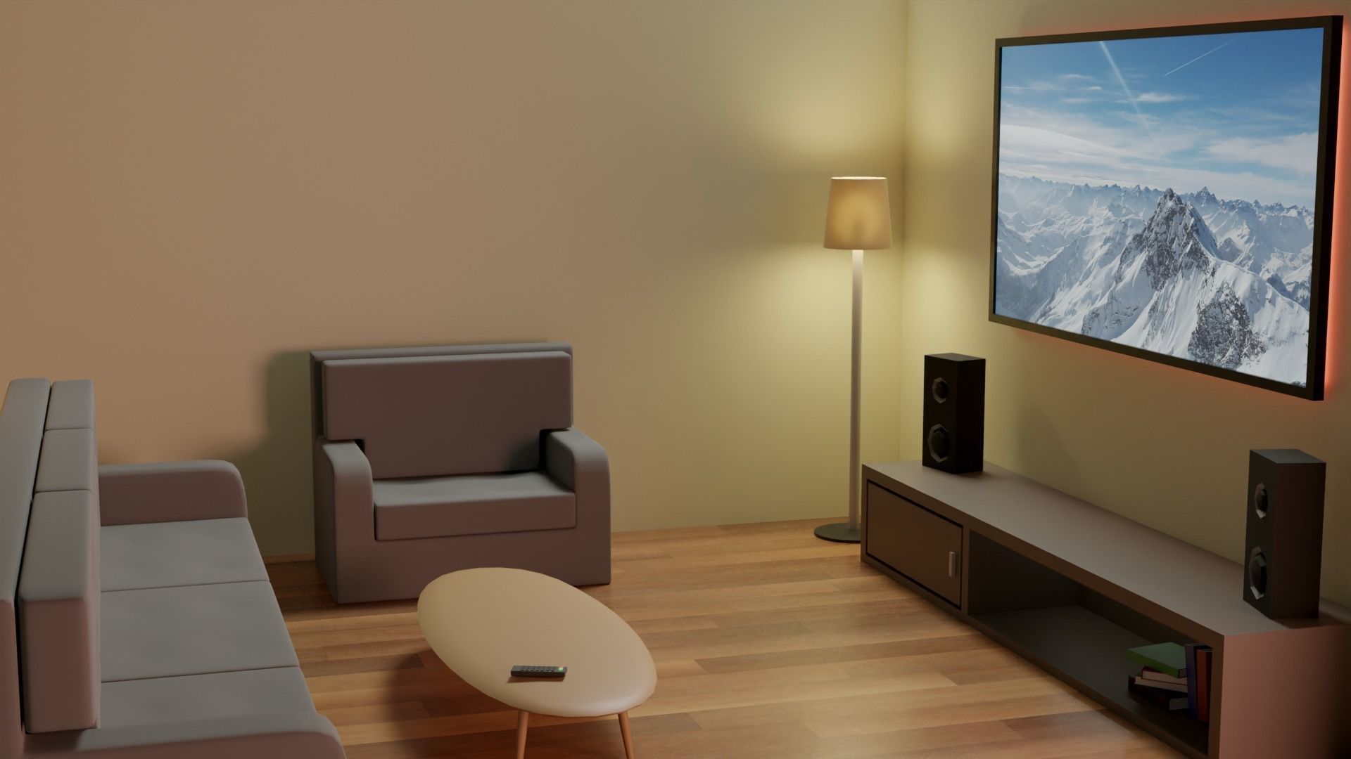 Low Poly Isometric Living Room Low-poly 3D model_1