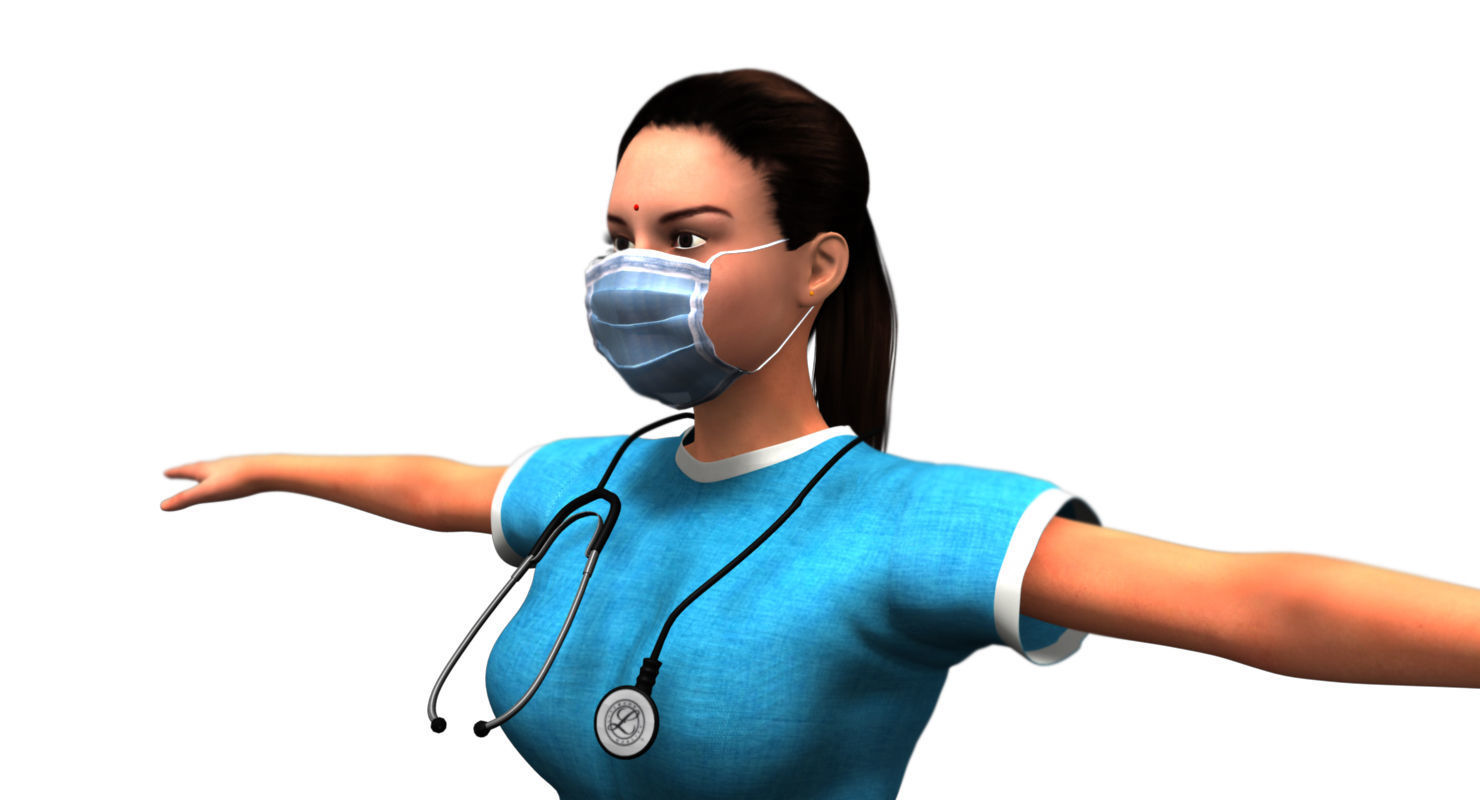 indian girl woman doctor 3d model 3D model_12