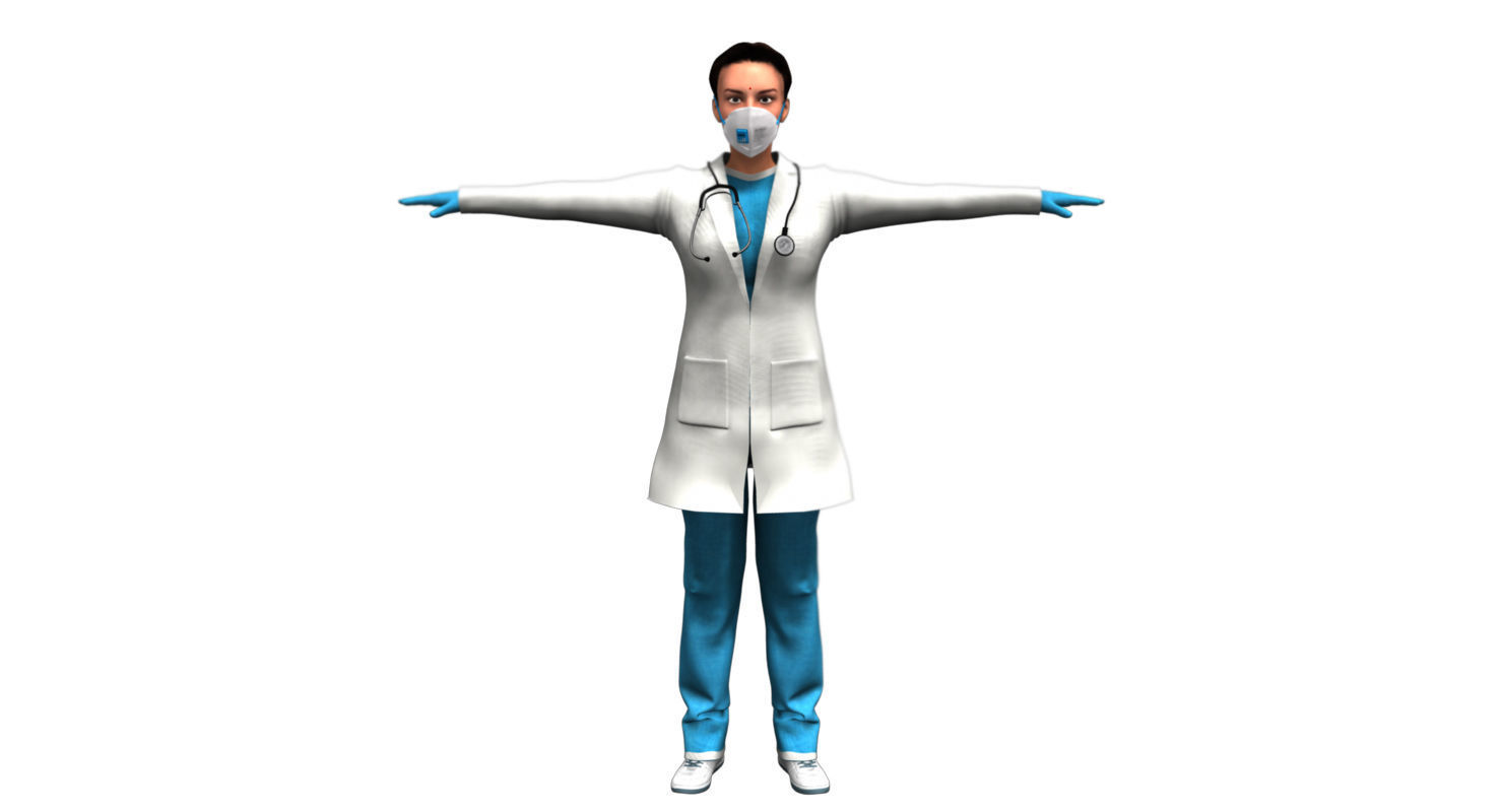 indian girl woman doctor 3d model 3D model_24
