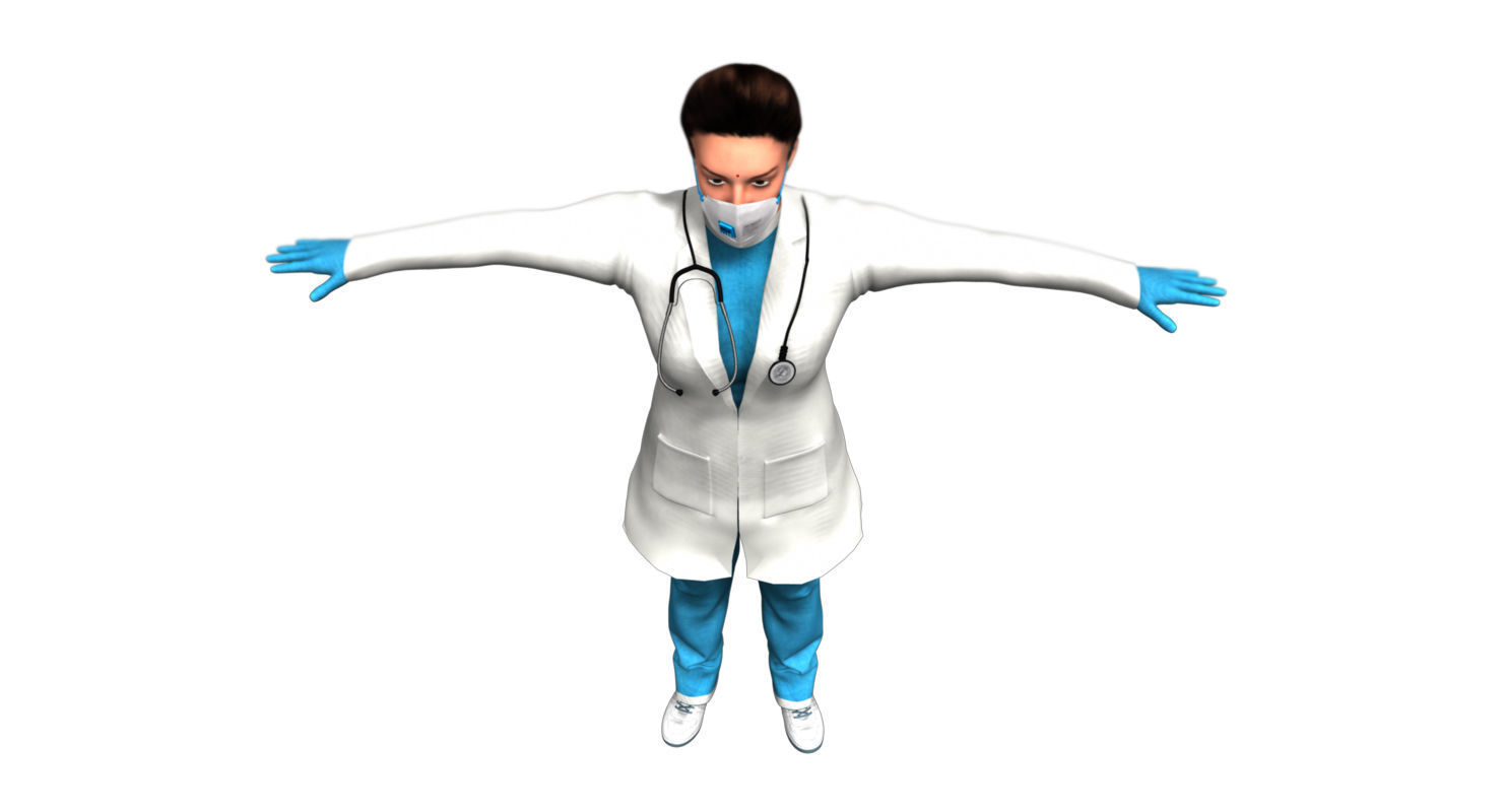 indian girl woman doctor 3d model 3D model_23