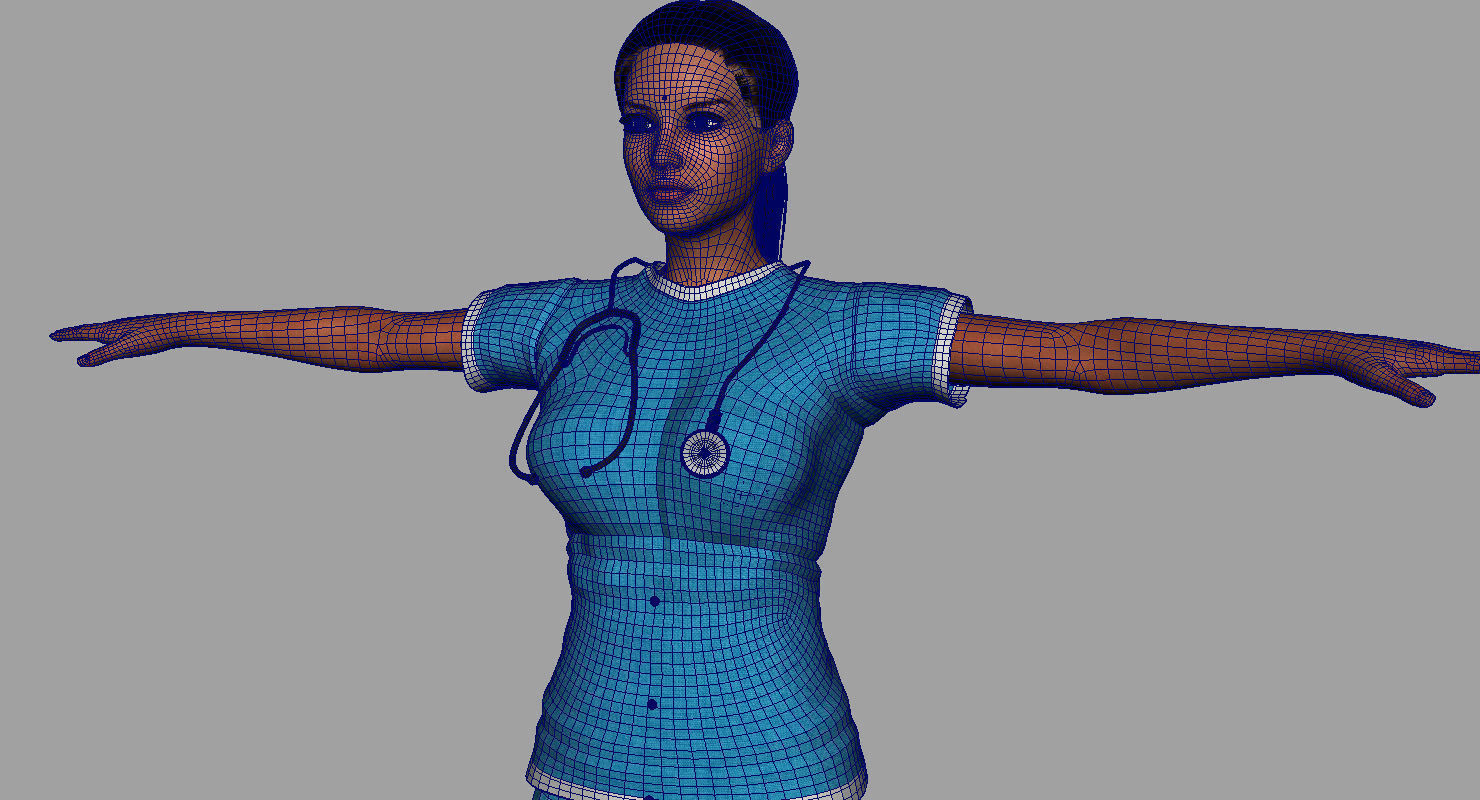 indian girl woman doctor 3d model 3D model_10