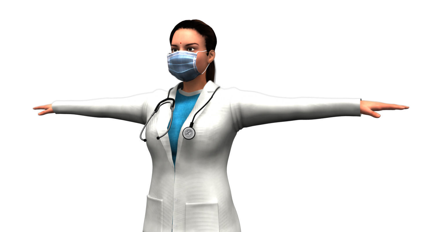 indian girl woman doctor 3d model 3D model_8