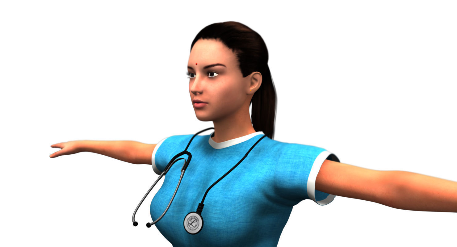 indian girl woman doctor 3d model 3D model_4