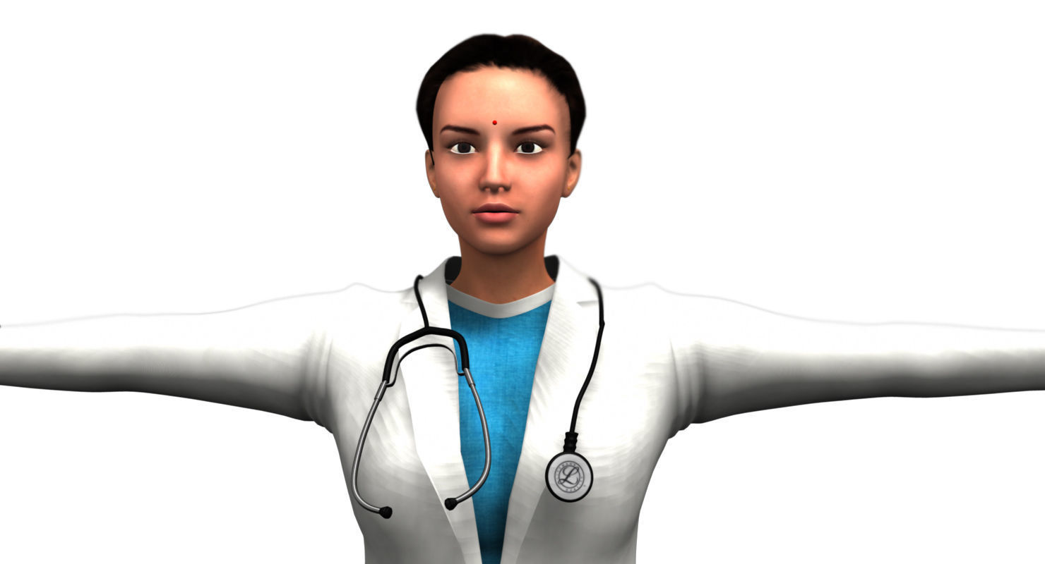 indian girl woman doctor 3d model 3D model_2