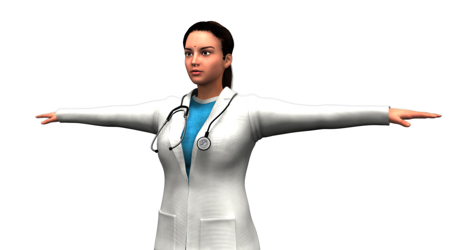 indian girl woman doctor 3d model 3D model_1