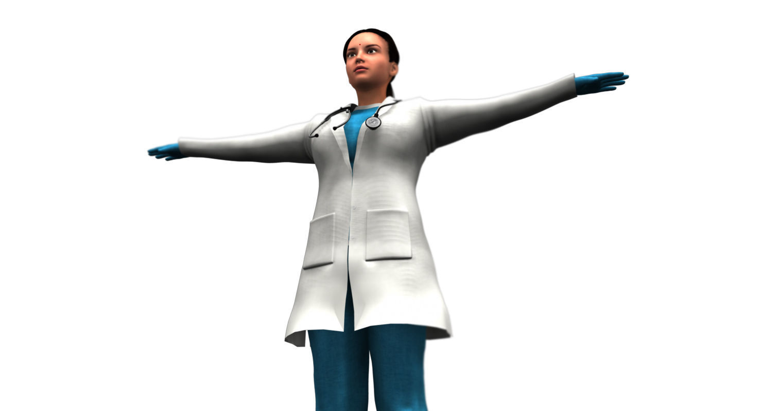 indian girl woman doctor 3d model 3D model_27