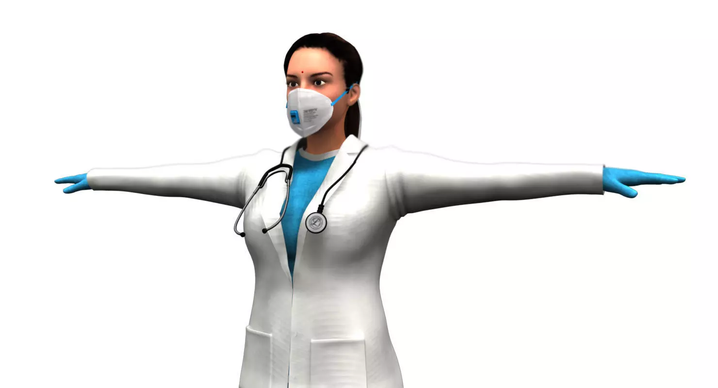 indian girl woman doctor 3d model 3D model_0