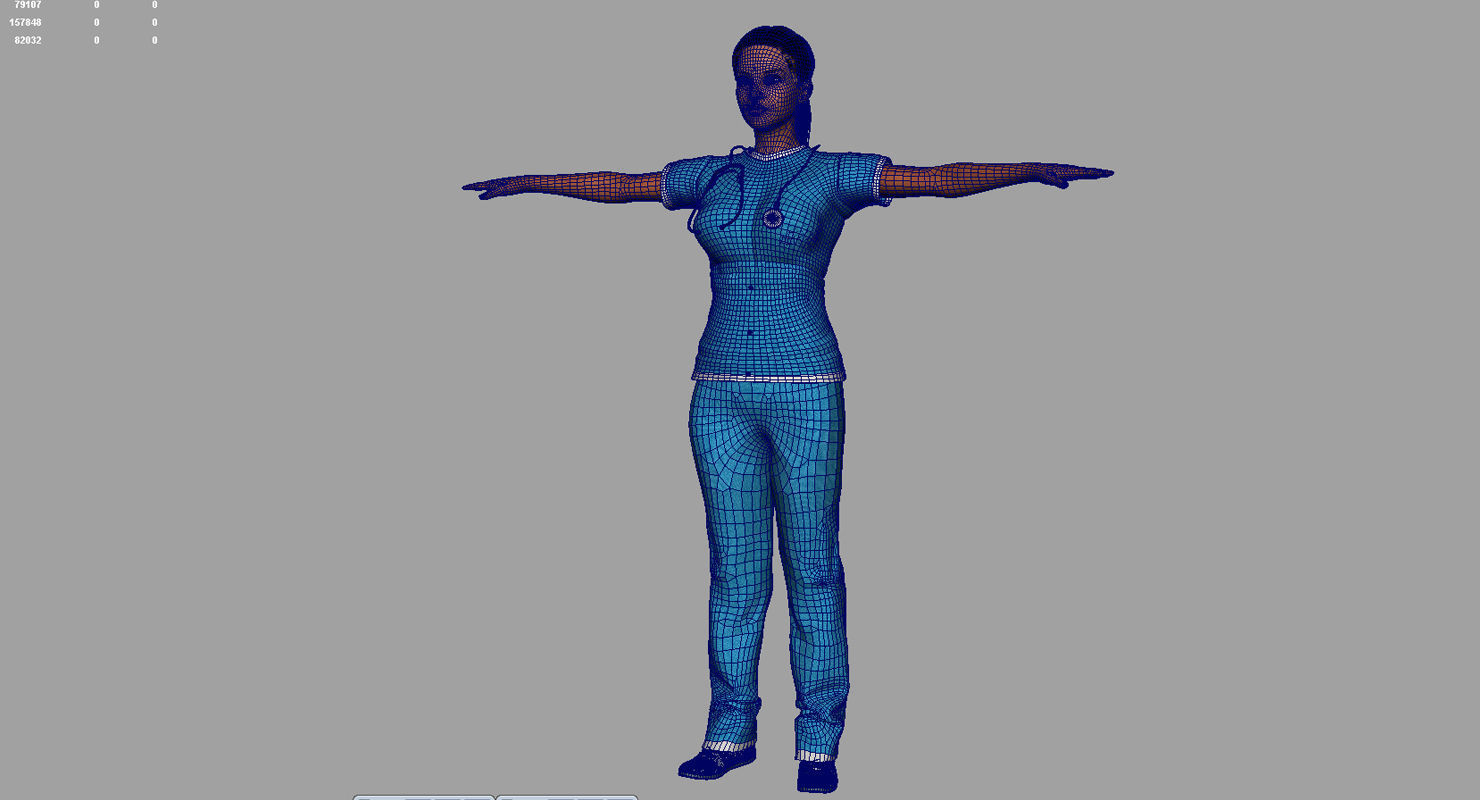 indian girl woman doctor 3d model 3D model_11