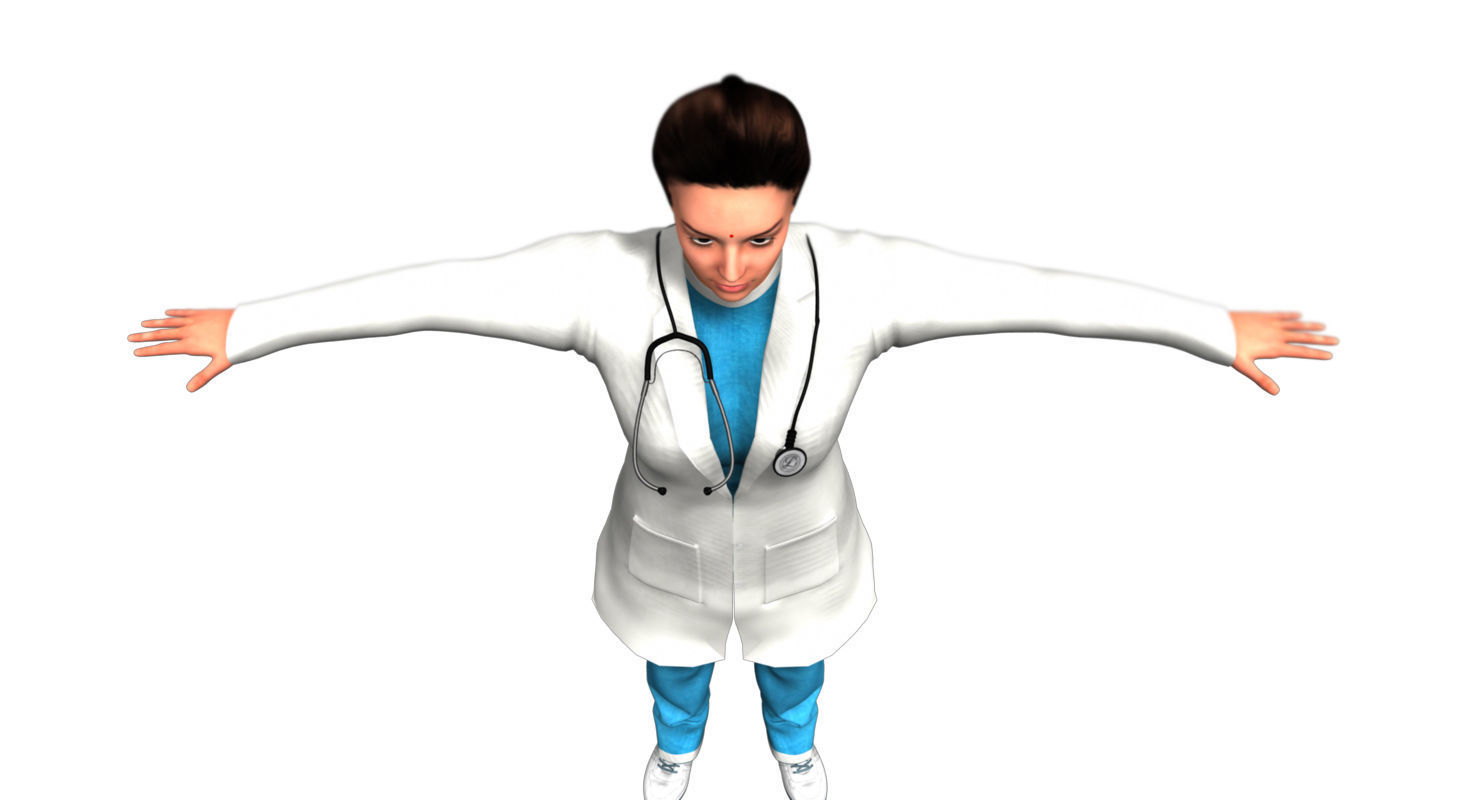 indian girl woman doctor 3d model 3D model_3