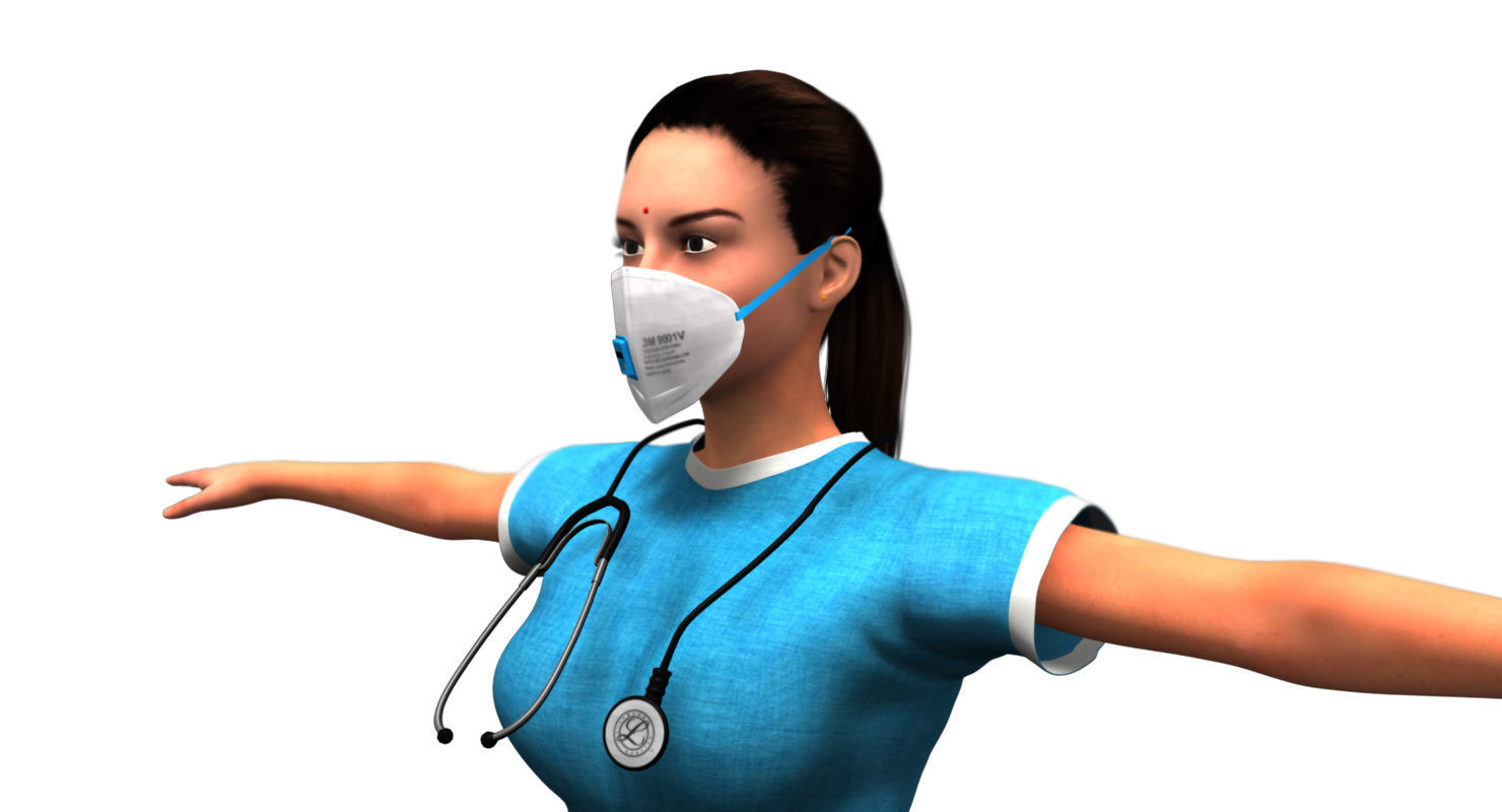 indian girl woman doctor 3d model 3D model_21