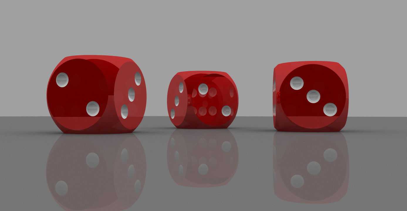 Polished Red Dices Low-poly 3D model_6