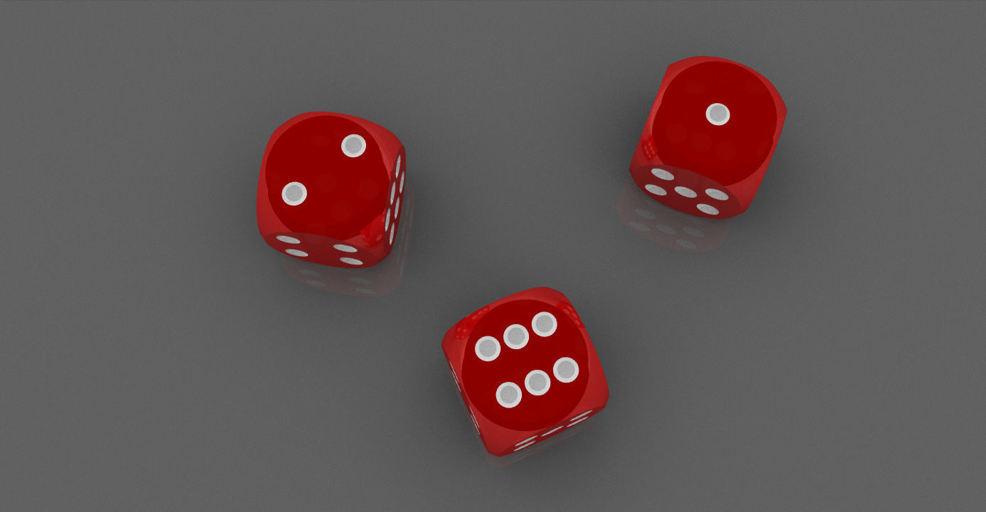 Polished Red Dices Low-poly 3D model_5