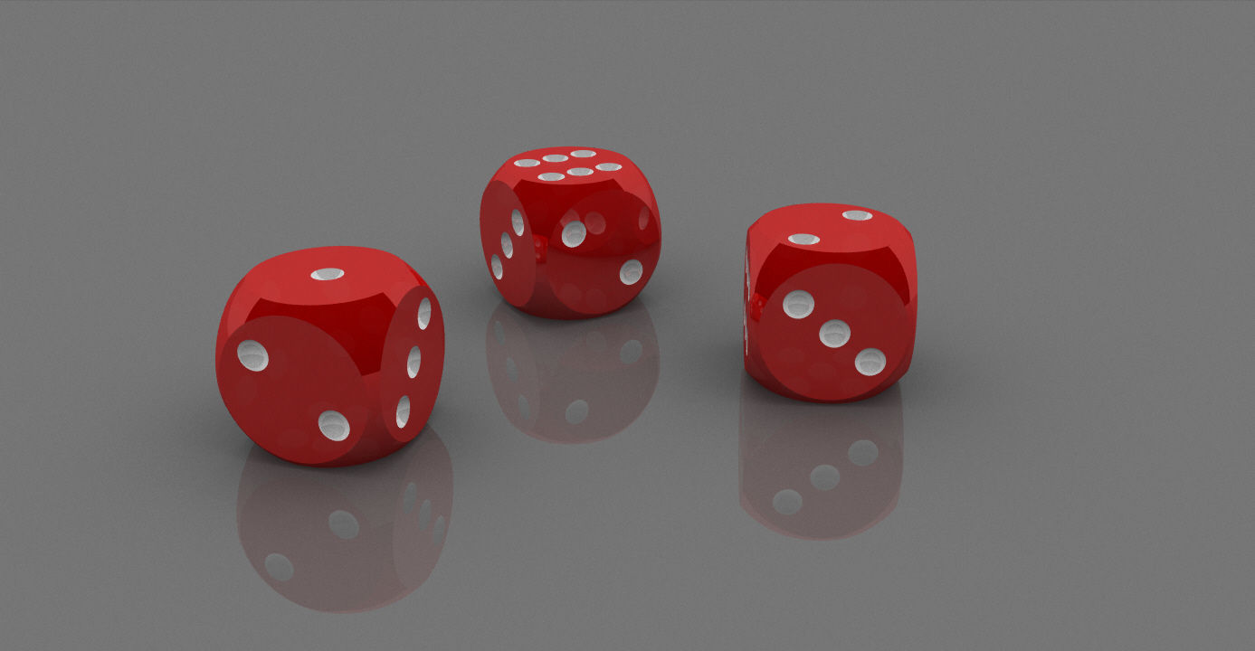 Polished Red Dices Low-poly 3D model_4