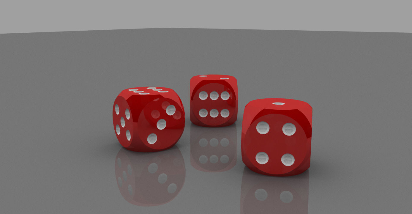 Polished Red Dices Low-poly 3D model_3