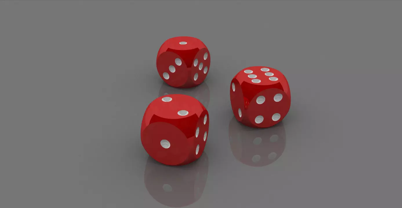 Polished Red Dices Low-poly 3D model_0