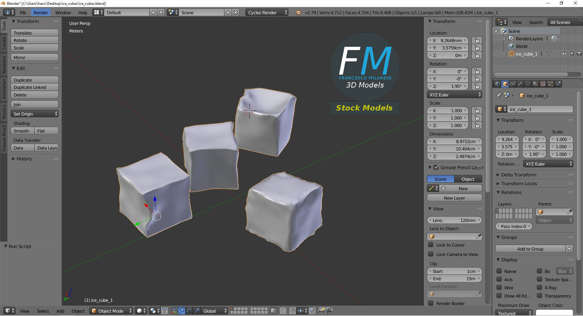 Ice cubes 3D model_9