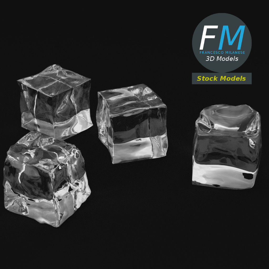 Ice cubes 3D model_2