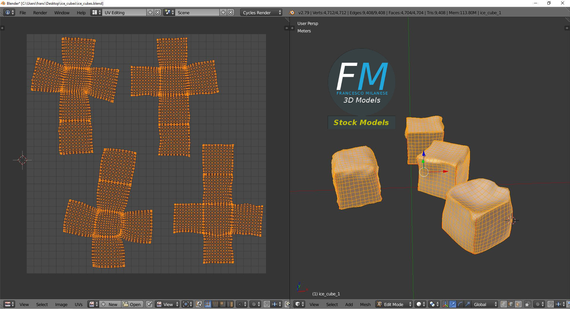 Ice cubes 3D model_10