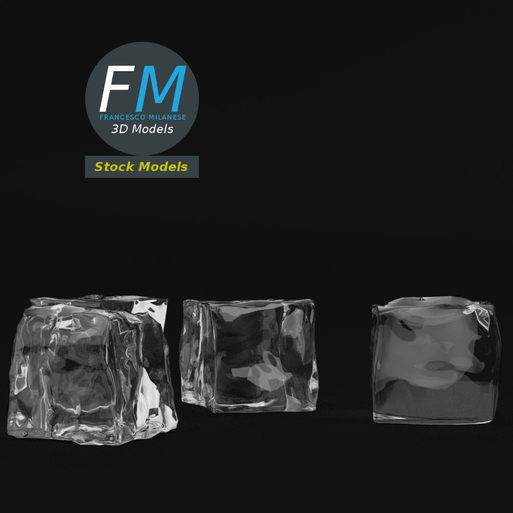 Ice cubes 3D model_3