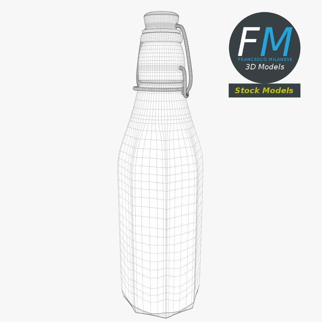 Milk bottle with bracket closure 3D model_7