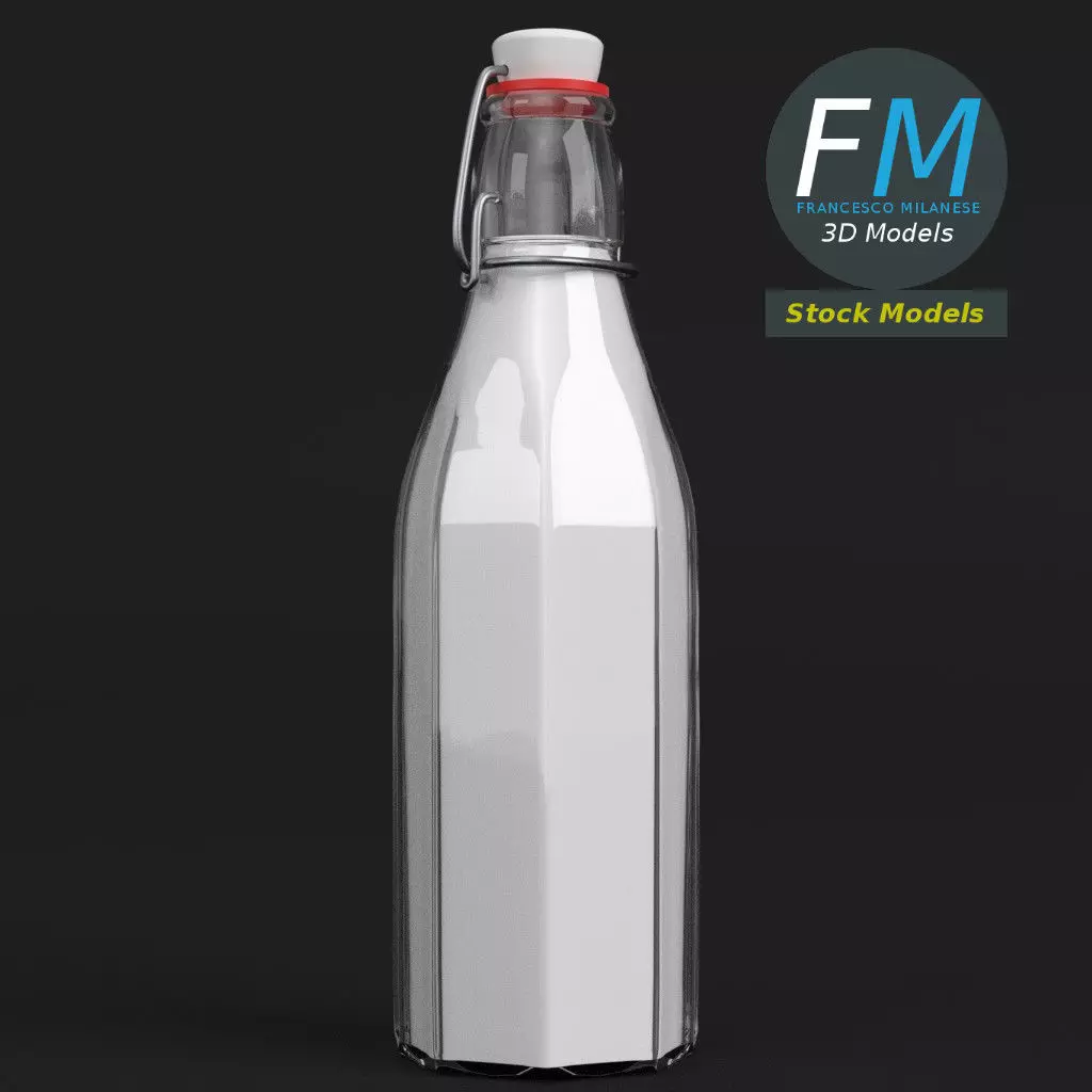 Milk bottle with bracket closure 3D model_0