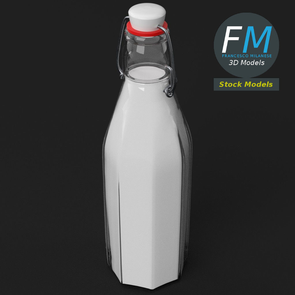 Milk bottle with bracket closure 3D model_5