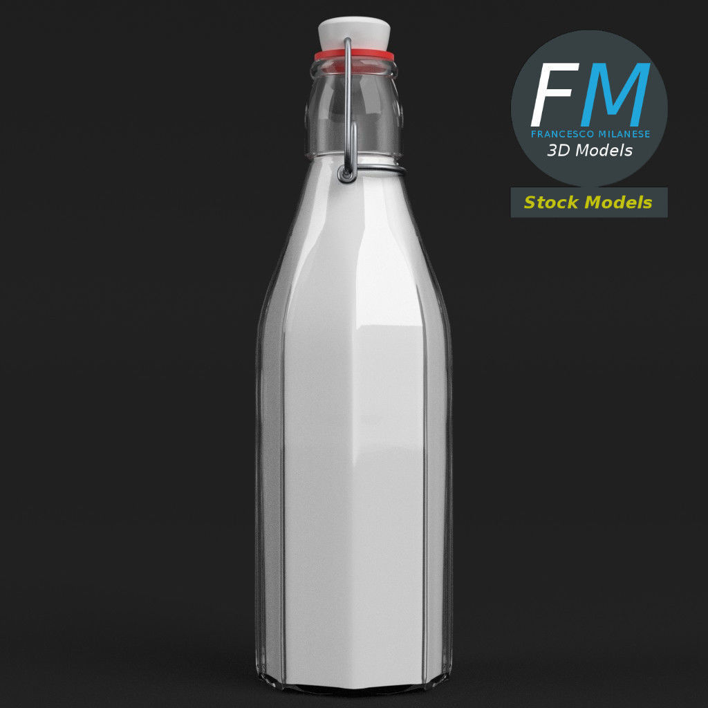 Milk bottle with bracket closure 3D model_4