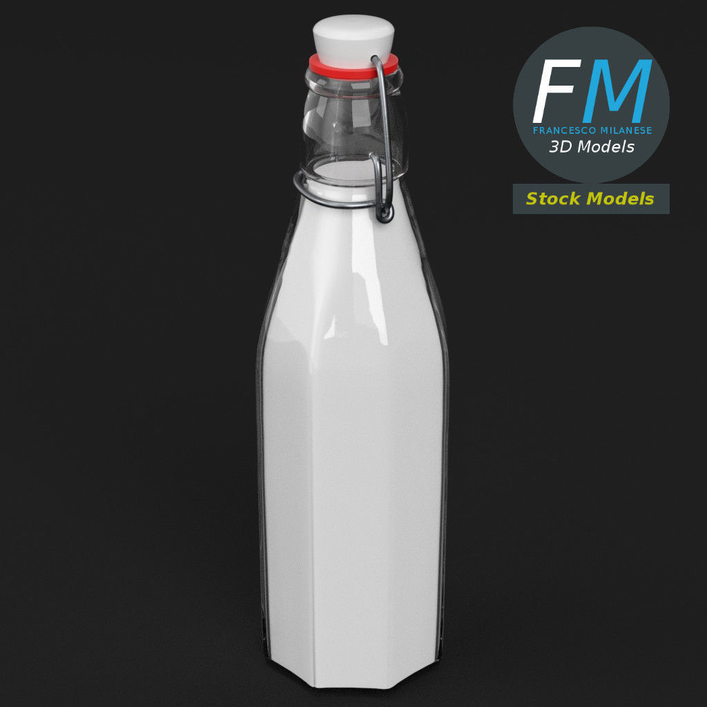 Milk bottle with bracket closure 3D model_2