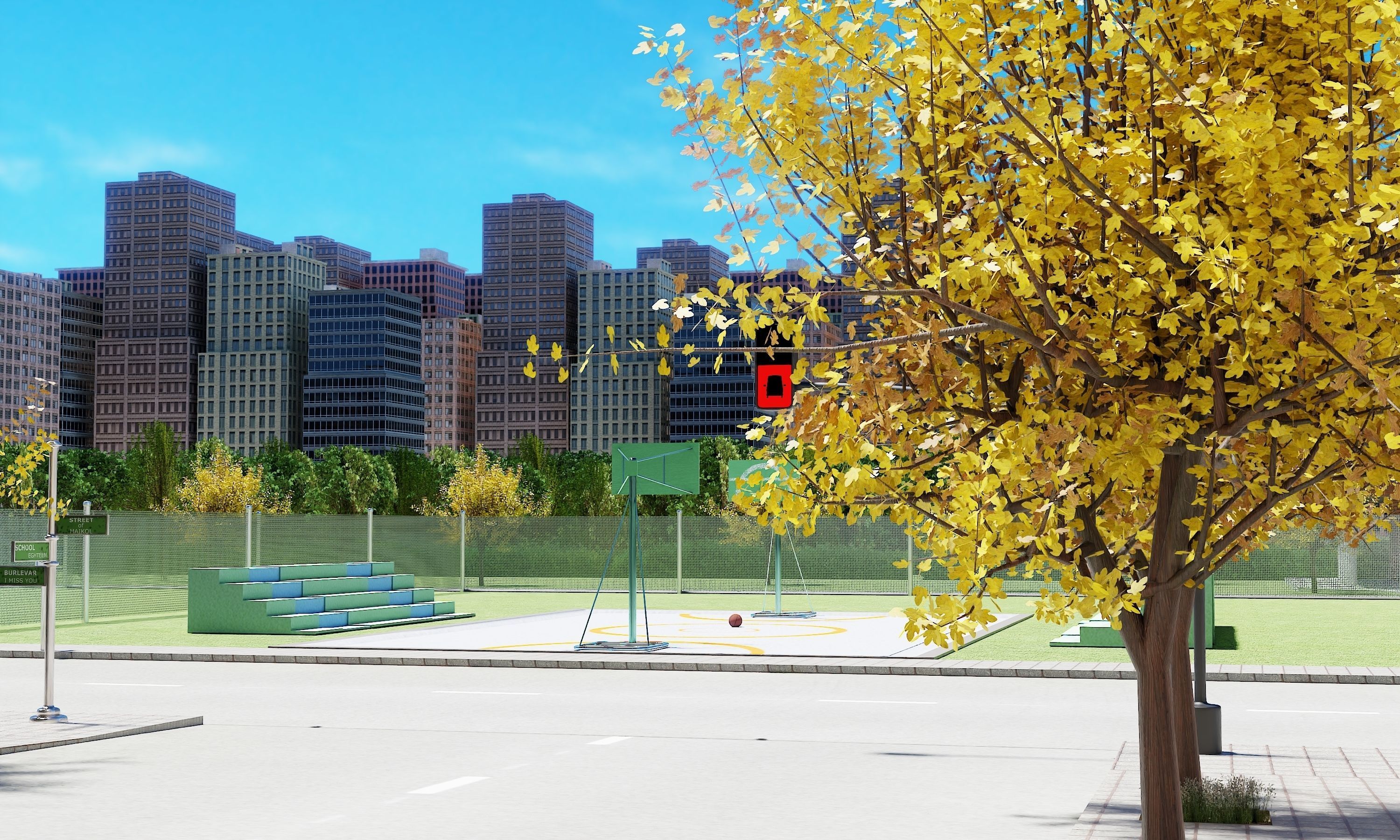 CarToon City Street Low-poly 3D model_11