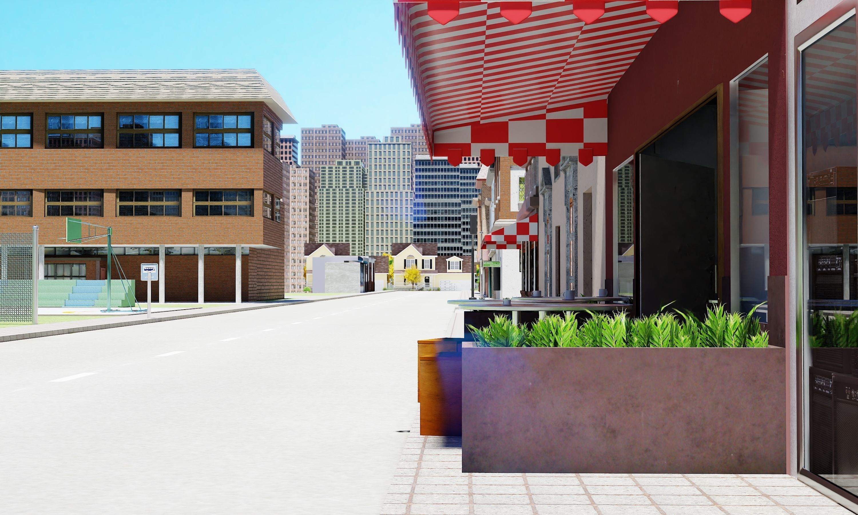 CarToon City Street Low-poly 3D model_13