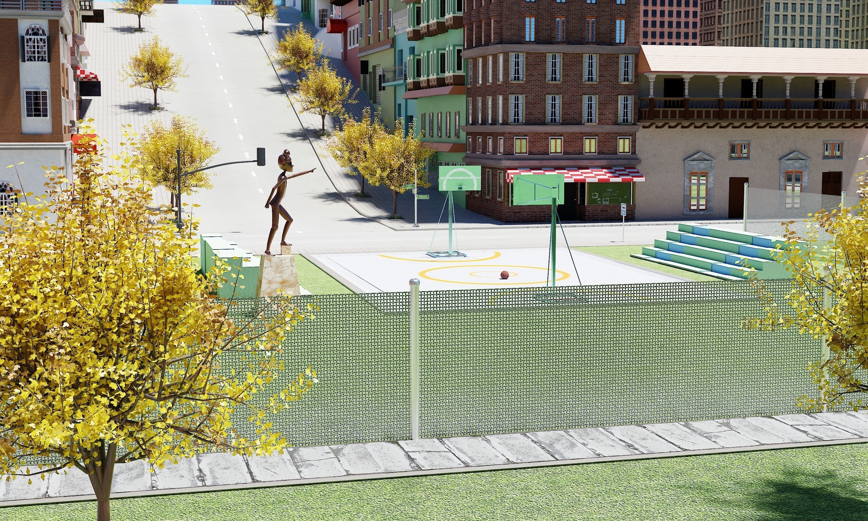 CarToon City Street Low-poly 3D model_5