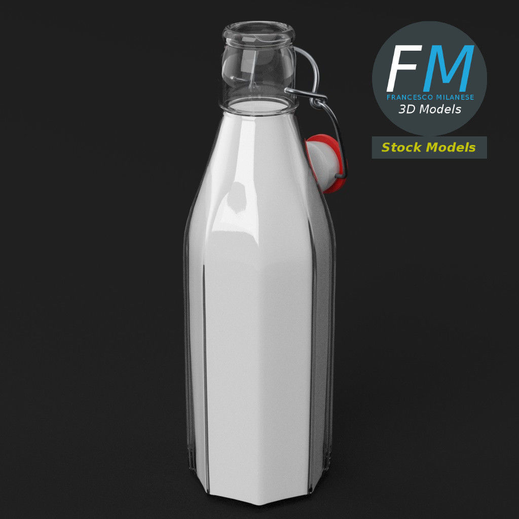 Milk bottle with bracket closure open 3D model_5