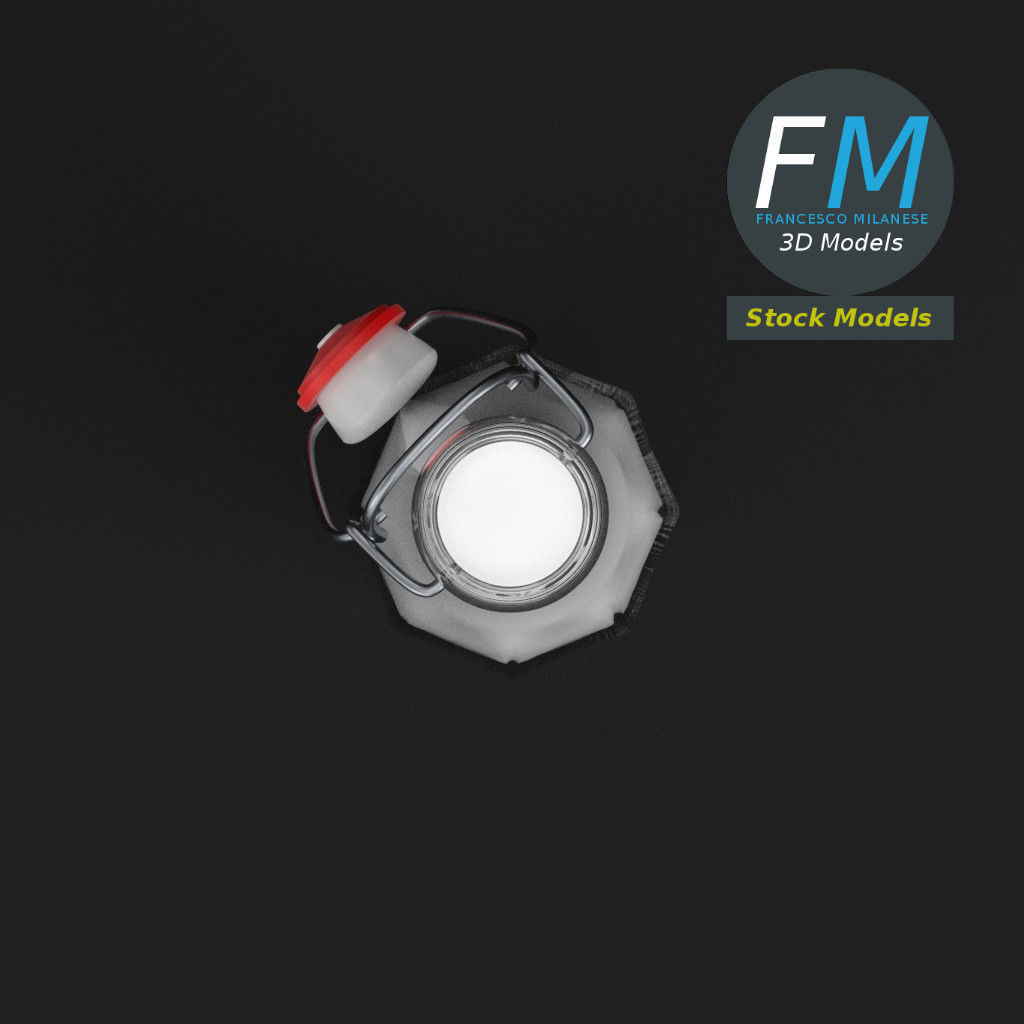 Milk bottle with bracket closure open 3D model_6